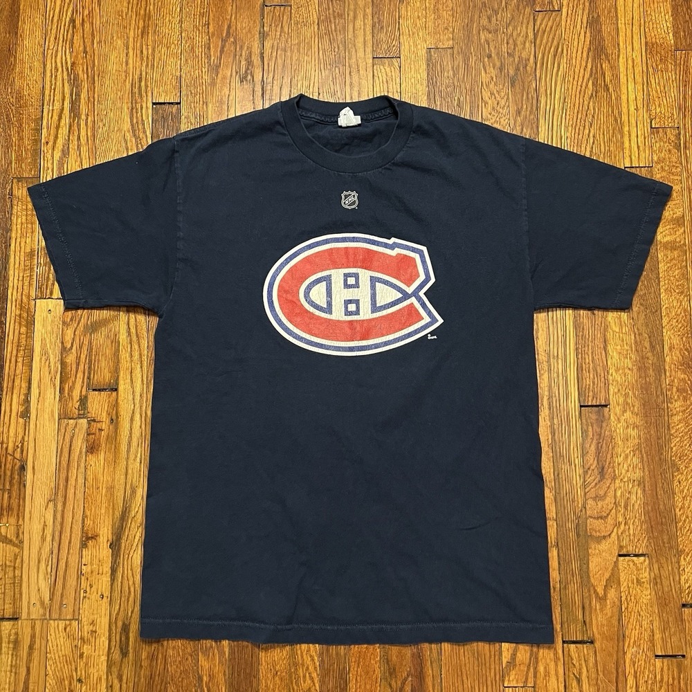 Reebok PK Subban #76 T Shirt Size Large Cotton Montreal Canadiens Navy Blue